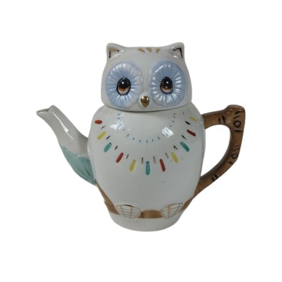 70s White Owl Single Serve Ceramic Teapot - Picture 1 of 9